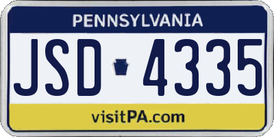 PA license plate JSD4335