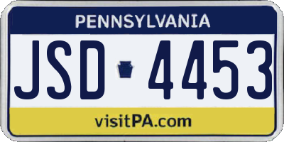 PA license plate JSD4453