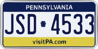 PA license plate JSD4533
