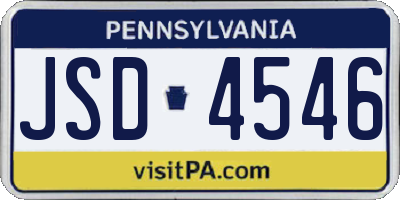 PA license plate JSD4546