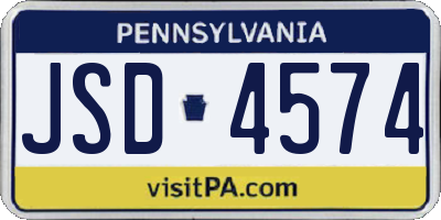 PA license plate JSD4574
