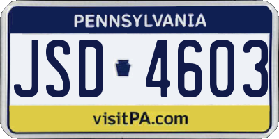 PA license plate JSD4603
