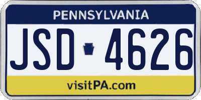 PA license plate JSD4626