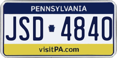 PA license plate JSD4840
