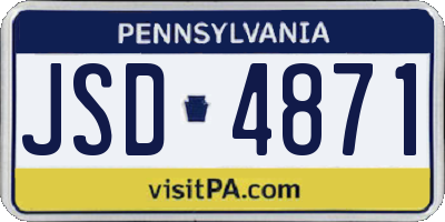 PA license plate JSD4871