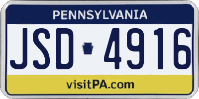 PA license plate JSD4916
