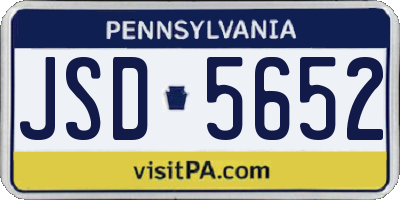PA license plate JSD5652
