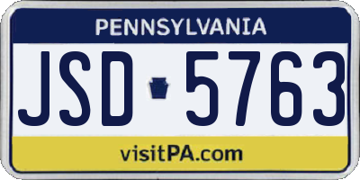 PA license plate JSD5763
