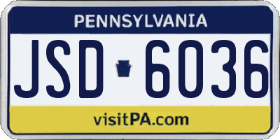 PA license plate JSD6036