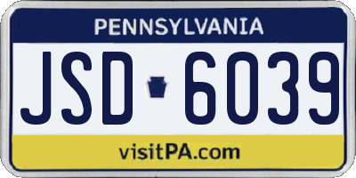 PA license plate JSD6039