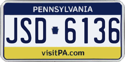 PA license plate JSD6136