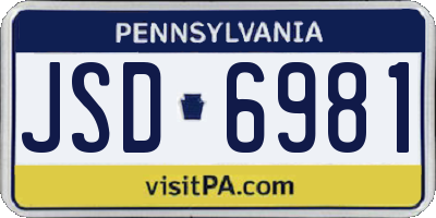 PA license plate JSD6981