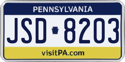 PA license plate JSD8203