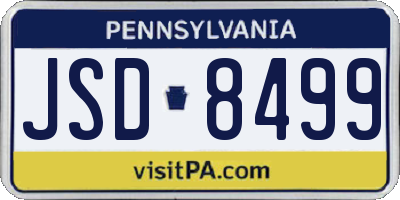 PA license plate JSD8499
