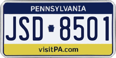 PA license plate JSD8501