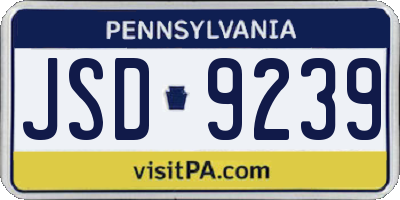 PA license plate JSD9239