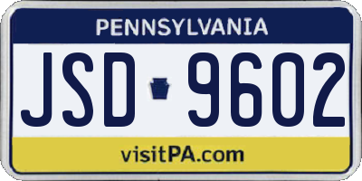 PA license plate JSD9602