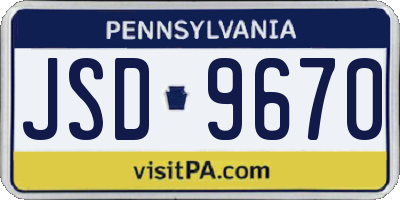 PA license plate JSD9670