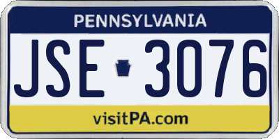 PA license plate JSE3076