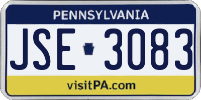 PA license plate JSE3083