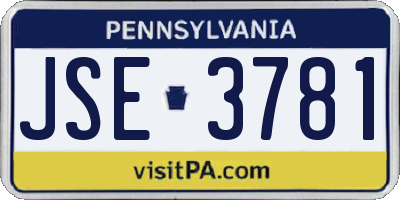 PA license plate JSE3781