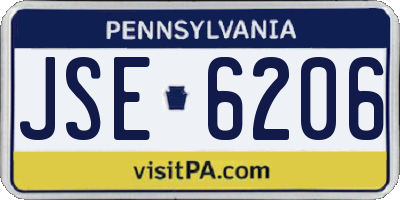 PA license plate JSE6206