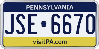 PA license plate JSE6670