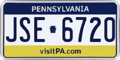 PA license plate JSE6720