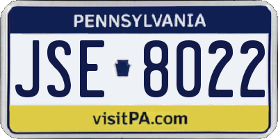 PA license plate JSE8022