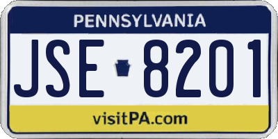 PA license plate JSE8201