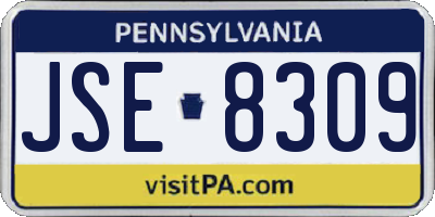 PA license plate JSE8309