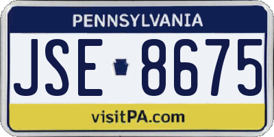 PA license plate JSE8675