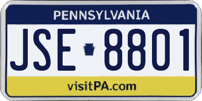 PA license plate JSE8801