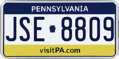 PA license plate JSE8809