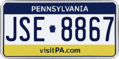 PA license plate JSE8867