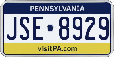 PA license plate JSE8929