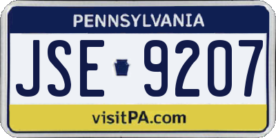 PA license plate JSE9207