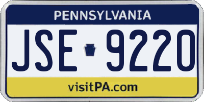 PA license plate JSE9220