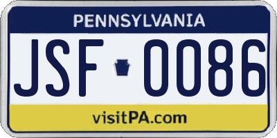 PA license plate JSF0086