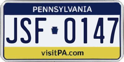PA license plate JSF0147
