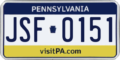 PA license plate JSF0151