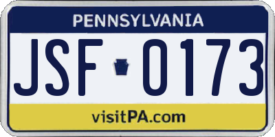 PA license plate JSF0173