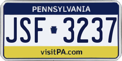 PA license plate JSF3237