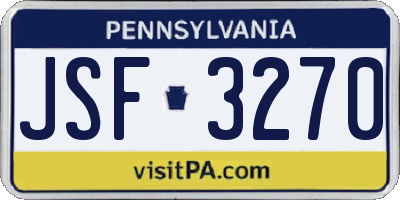 PA license plate JSF3270