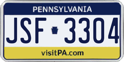PA license plate JSF3304