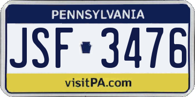 PA license plate JSF3476