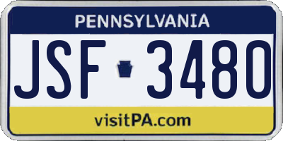 PA license plate JSF3480