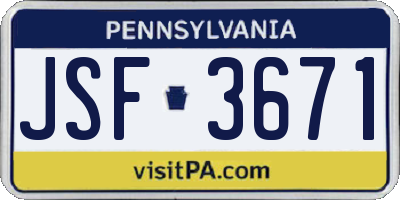 PA license plate JSF3671