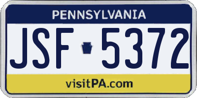PA license plate JSF5372