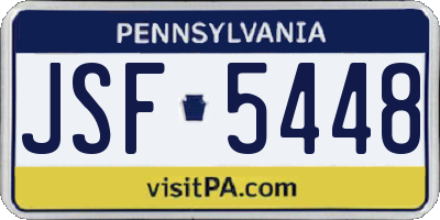 PA license plate JSF5448